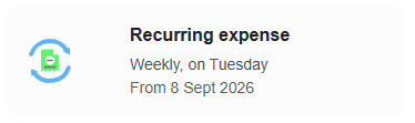 Placeholder for a Zupitr Expense Manager entry with a recurring expense source badge showing it was created automatically