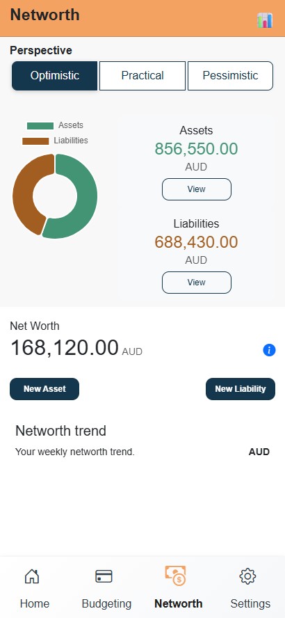 Zupitr net worth tracking dashboard